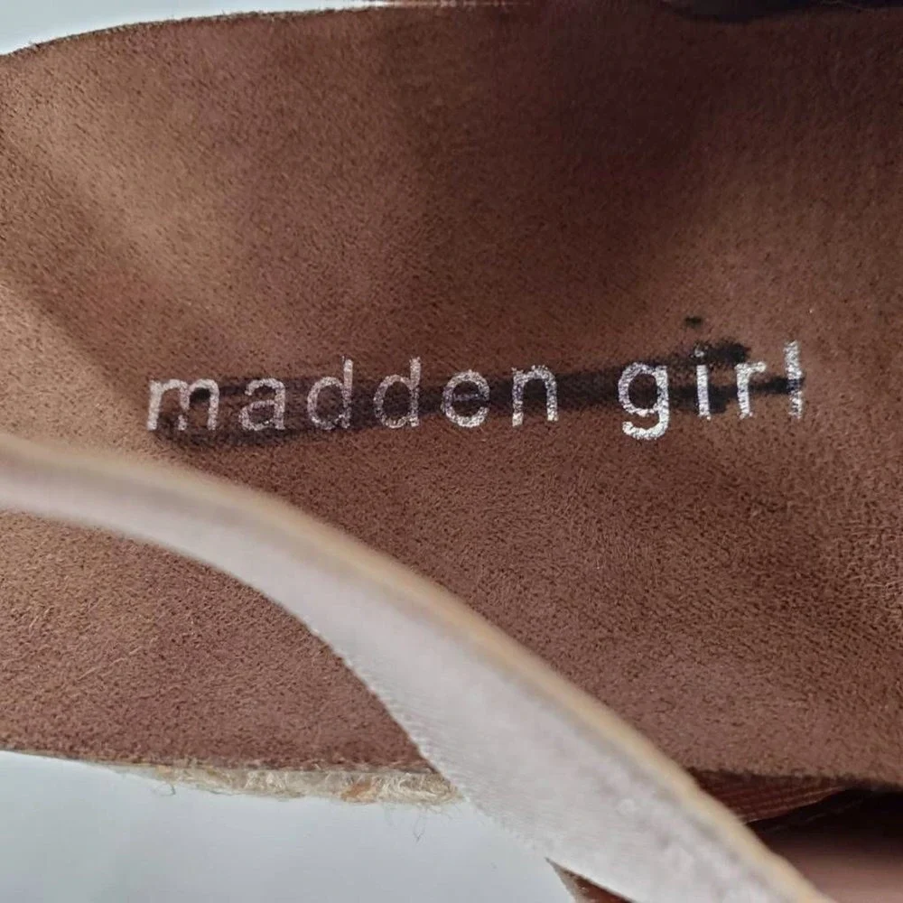 Madden Girl Shoes Womens Cybell Beige 7 Slingback Sandal Espadrille Stretch Chic